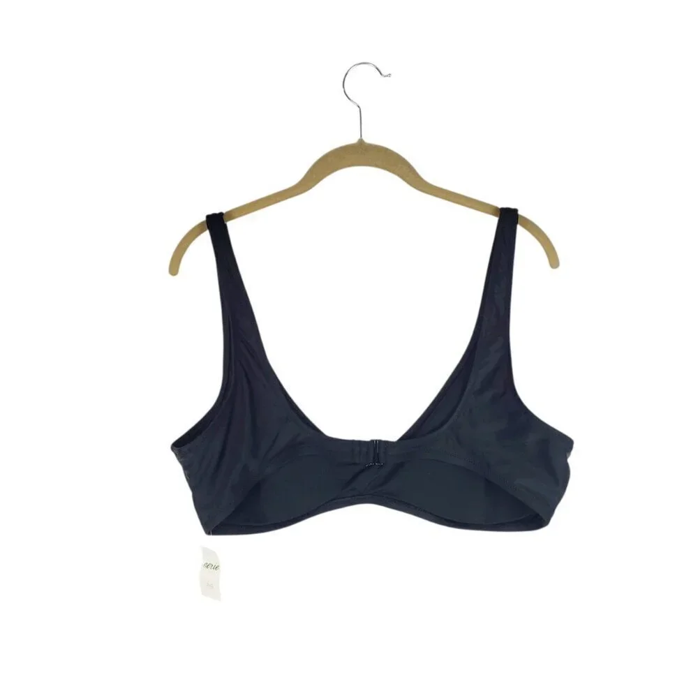 Aerie Scoop Neck Bikini Top Black Minimalist Swim NWT Size XXL